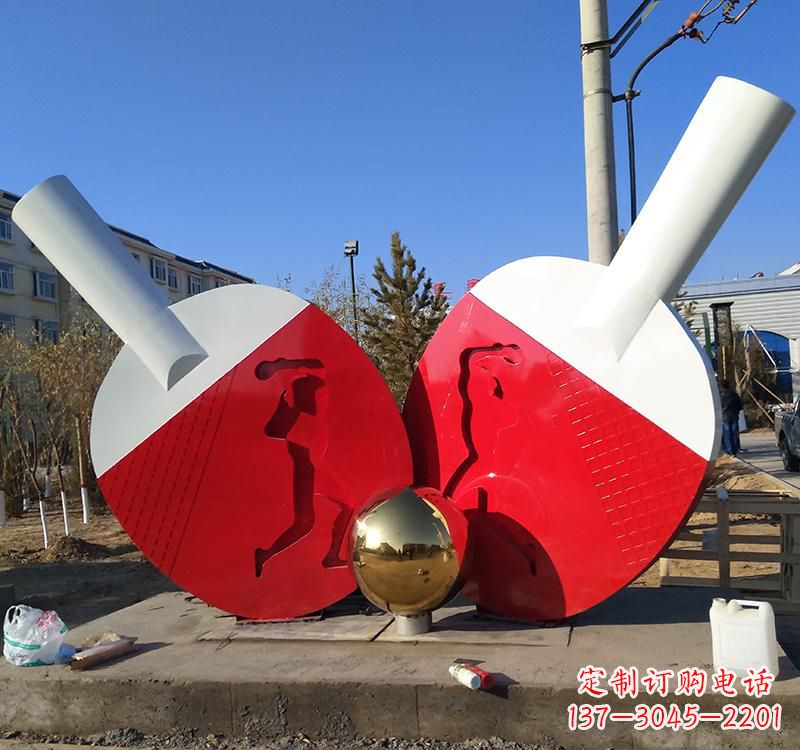 常州不锈钢乒乓球运动雕塑