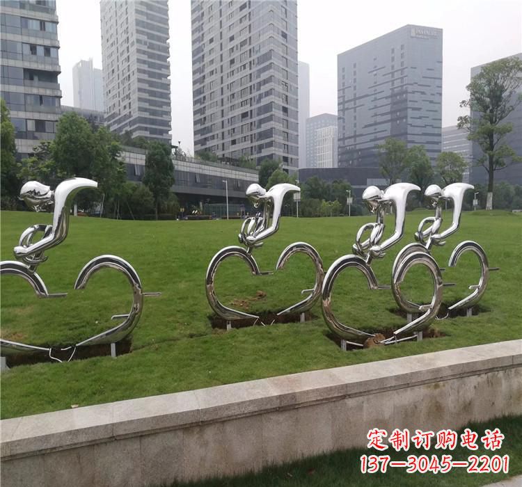 常州不锈钢自行车雕塑美丽的艺术绽放