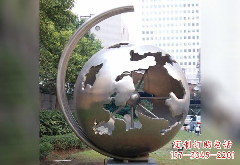 常州不锈钢企业抽象地球仪雕塑
