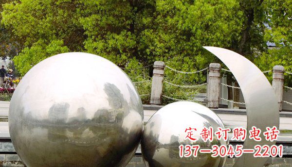 常州不锈钢球形地球月亮雕塑