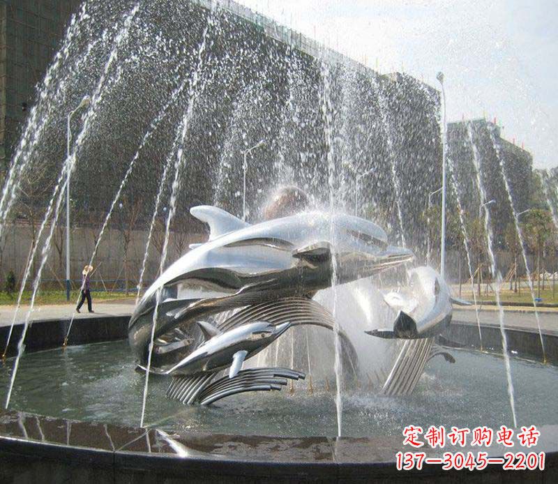 常州不锈钢商场大型景观鱼喷泉展现雕塑之美