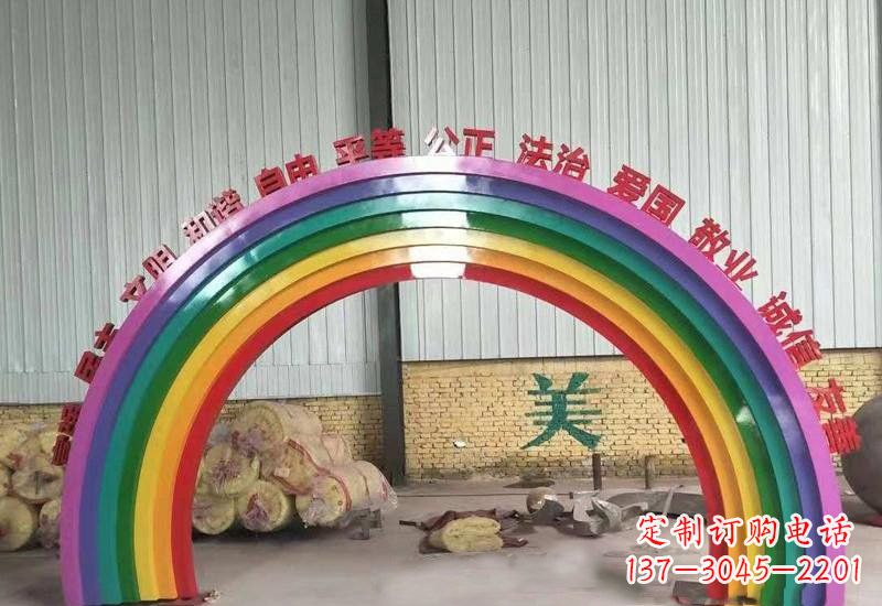 常州表达不锈钢社会主义核心价值观的彩虹拱门雕塑