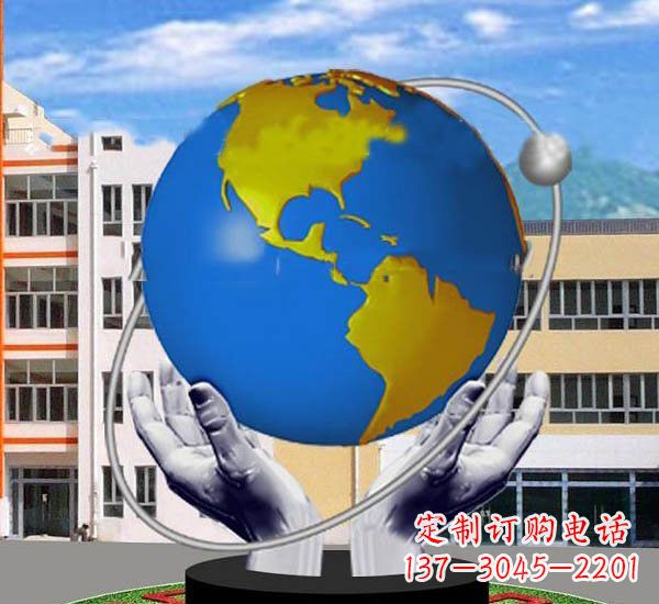 常州不锈钢手托地球抽象探索雕塑