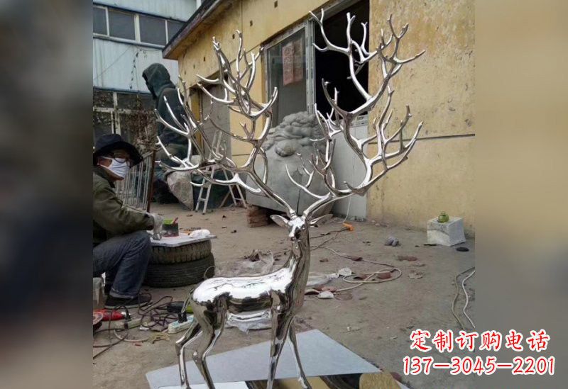 常州不锈钢树枝鹿雕塑