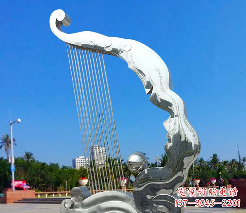 常州不锈钢竖琴乐器雕塑