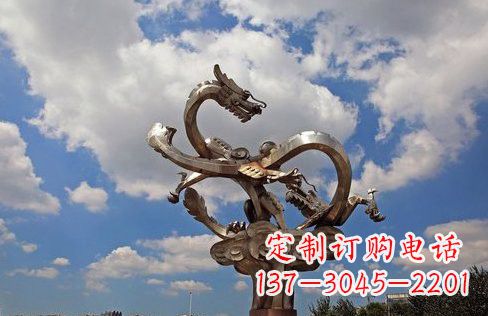 常州不锈钢双龙戏珠雕塑——千古传说的艺术瑰宝