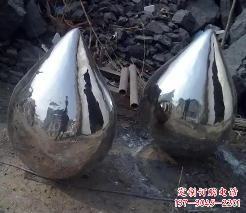 常州不锈钢水滴雕塑美丽绽放