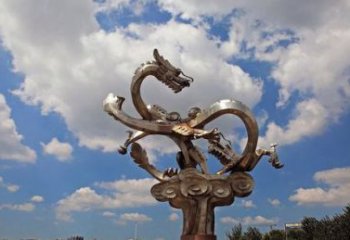 常州不锈钢双龙戏珠雕塑——千古传说的艺术瑰宝