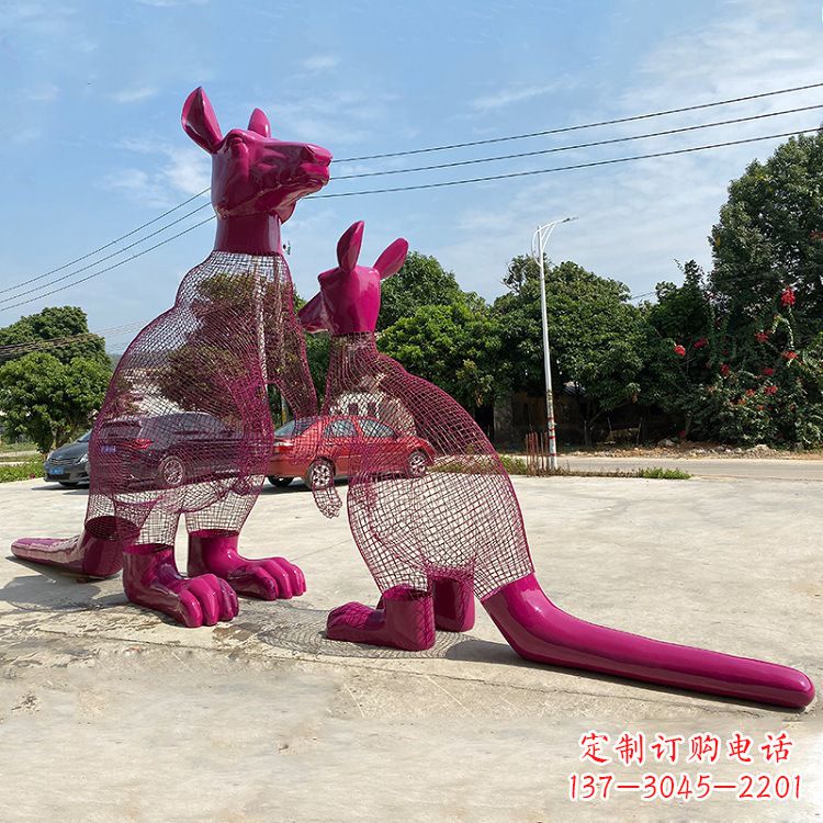 常州不锈钢袋鼠雕塑给公园带来美好景观