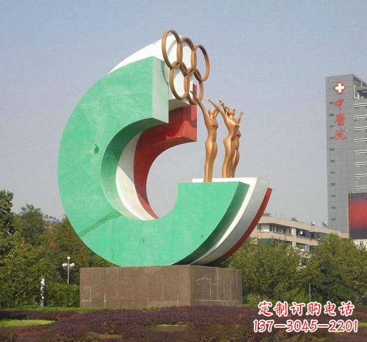 常州不锈钢五环运动员人物雕塑