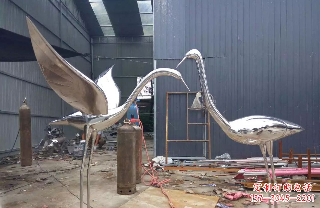 常州不锈钢仙鹤雕塑传承中国文化