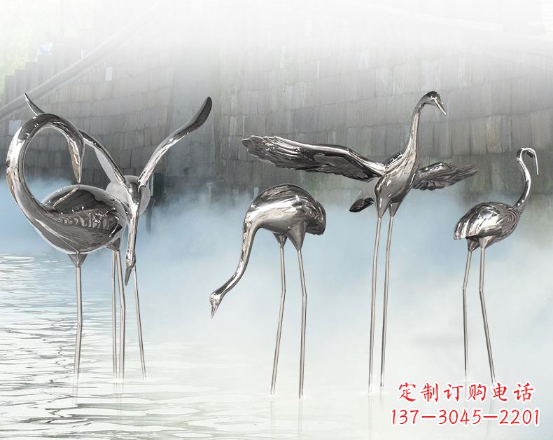 常州不锈钢仙鹤飞鸟雕塑传承传统文化