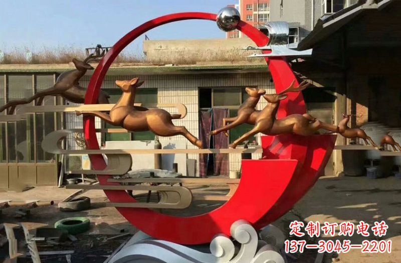 常州不锈钢制作的梅花鹿雕塑