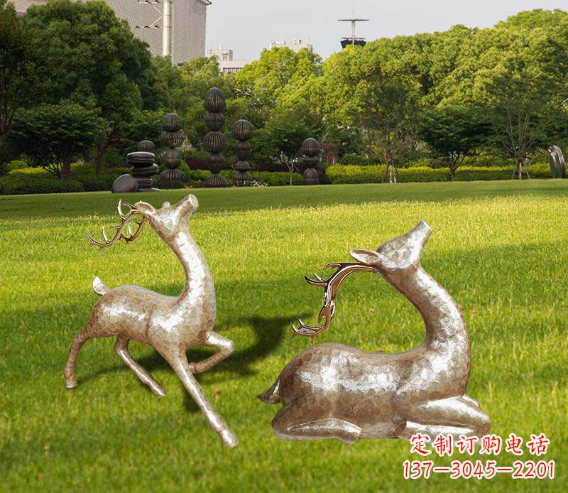 常州不锈钢小区抽象麋鹿雕塑