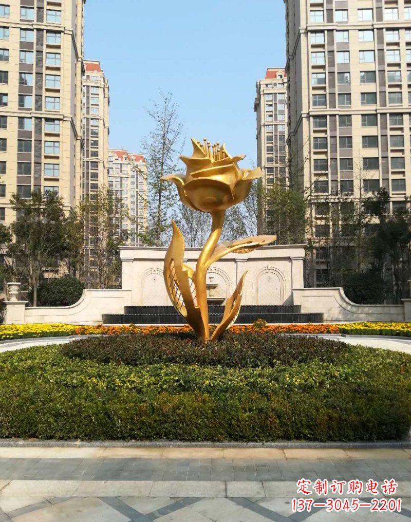 常州不锈钢小区玫瑰花雕塑浓郁情感的视觉体验