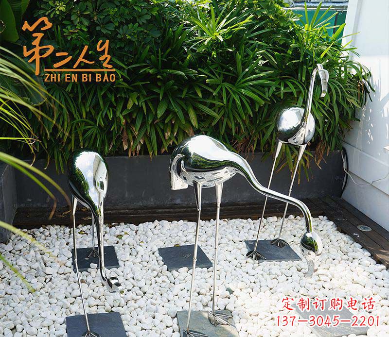 常州不锈钢小区仙鹤动物雕塑1