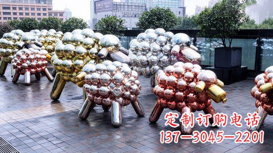 常州不锈钢小羊肖恩抽象动物雕塑