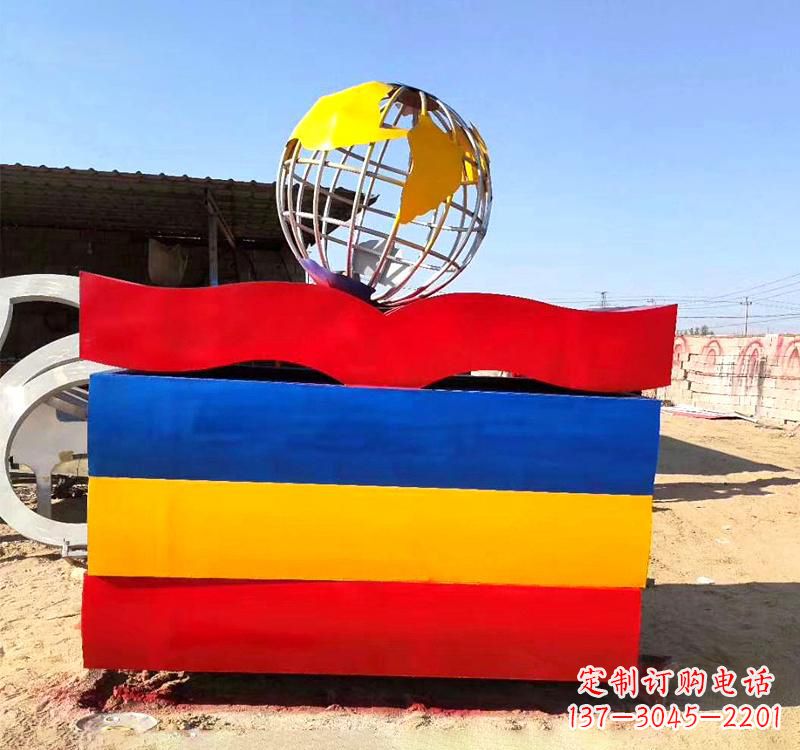 常州不锈钢校园地球仪雕塑缅怀地球之美
