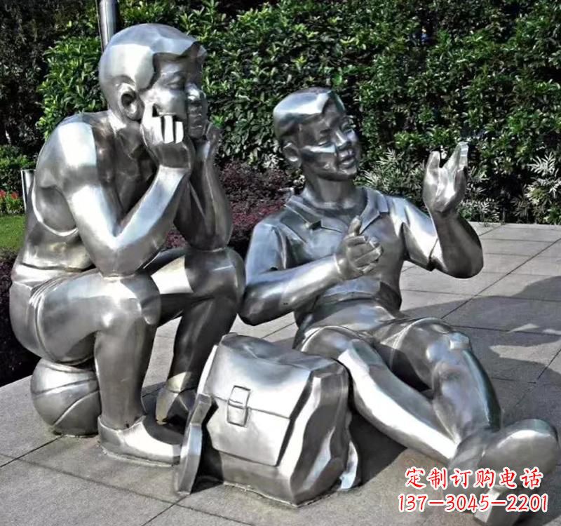 常州不锈钢校园学生讲故事雕塑