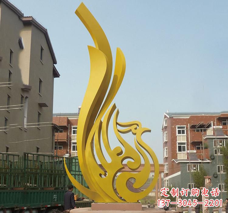 常州静谧的凤凰不锈钢园林雕塑