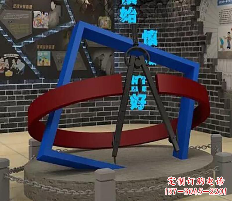 常州不锈钢圆规景观雕塑