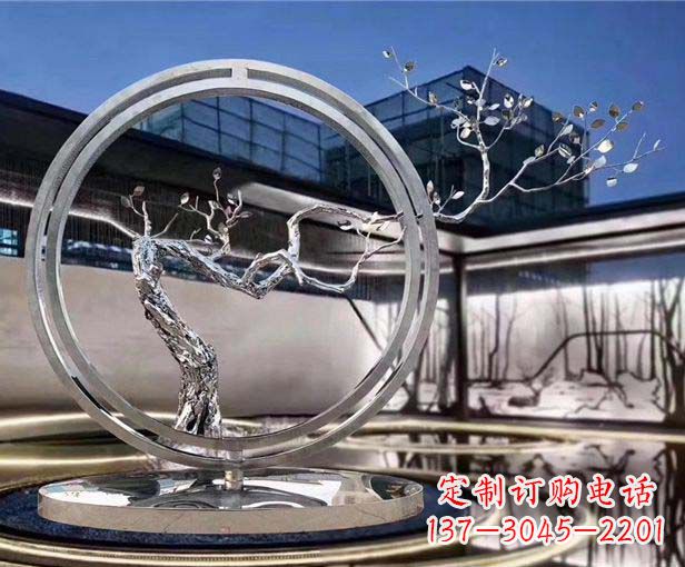 常州不锈钢圆环景观雕塑1