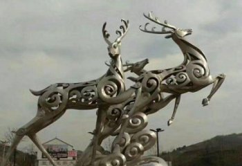 常州梅花鹿雕塑——祥云梅花鹿广场的标志