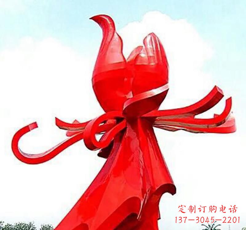 常州不锈钢玫瑰雕塑,传递爱与和平