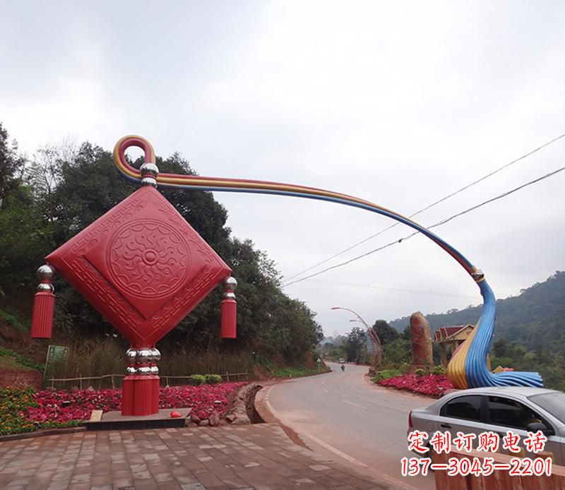 常州不锈钢中国结拱门雕塑