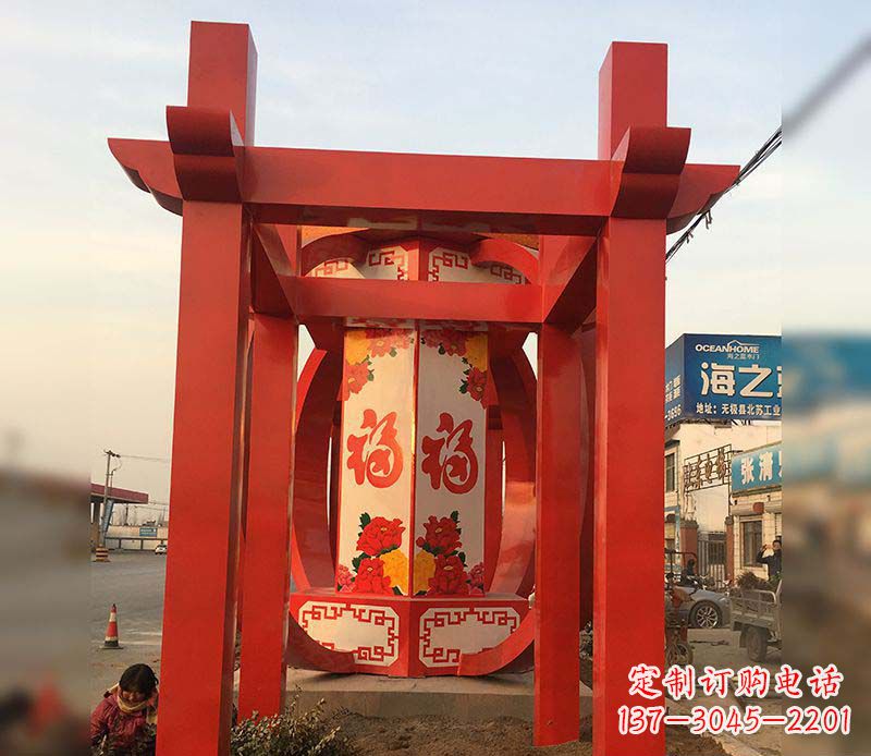 常州不锈钢灯笼雕塑——点亮中国梦