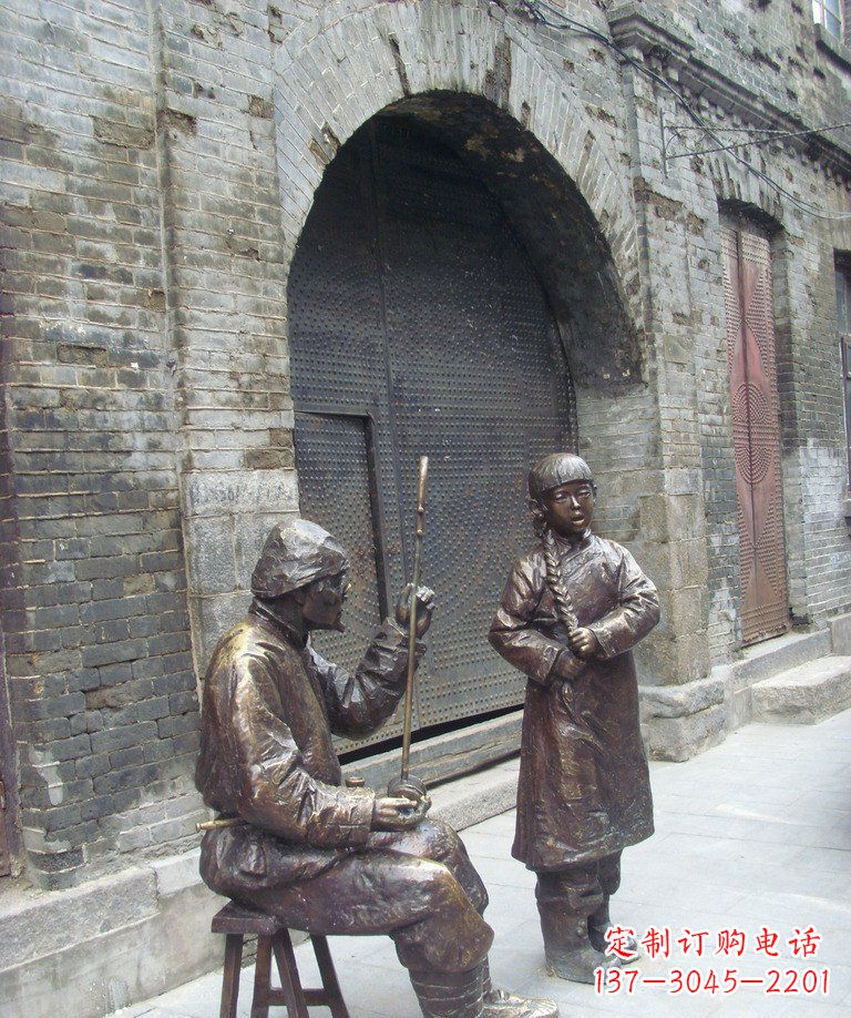 常州步行街拉二胡唱戏人物铜雕