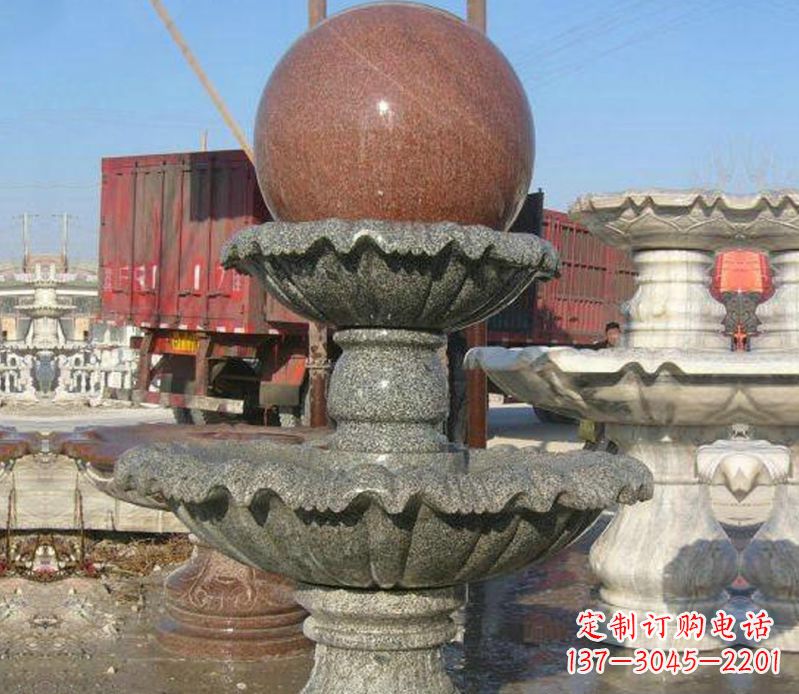 常州财源滚滚石雕风水球喷泉雕塑 (5)