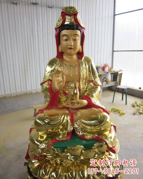 常州彩绘观音菩萨铜雕