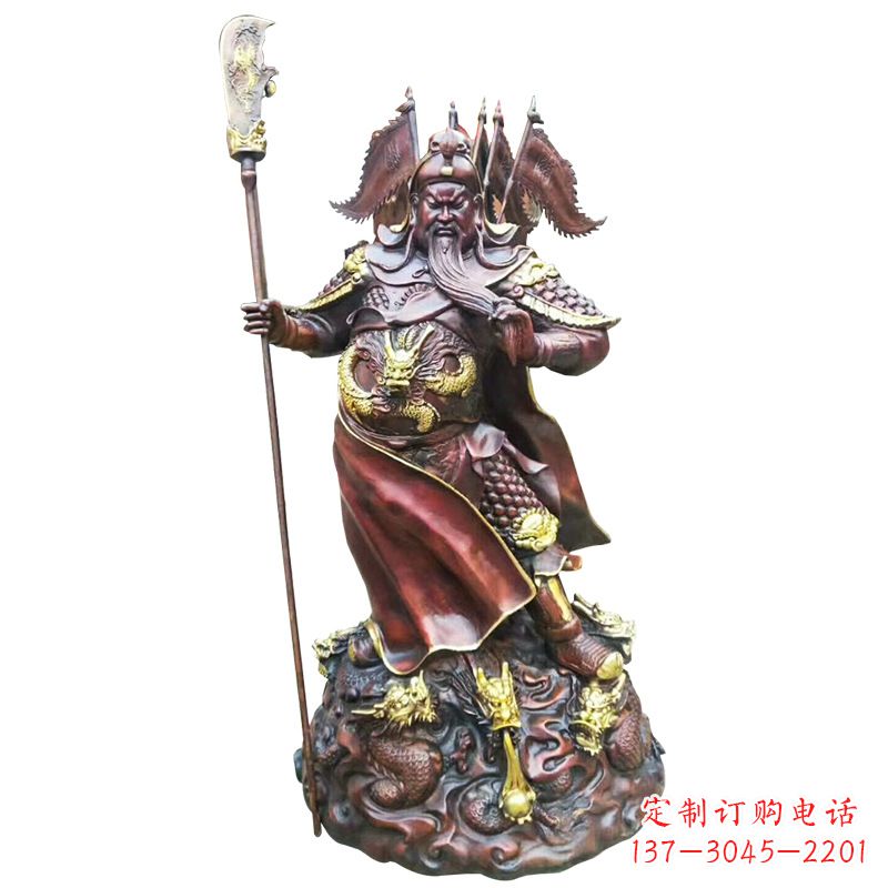 常州彩绘铸铜关公像