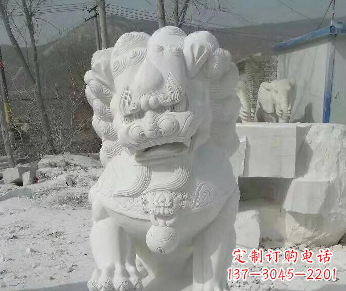 常州狮子雕塑踩绣球石狮子寺庙的独特景观