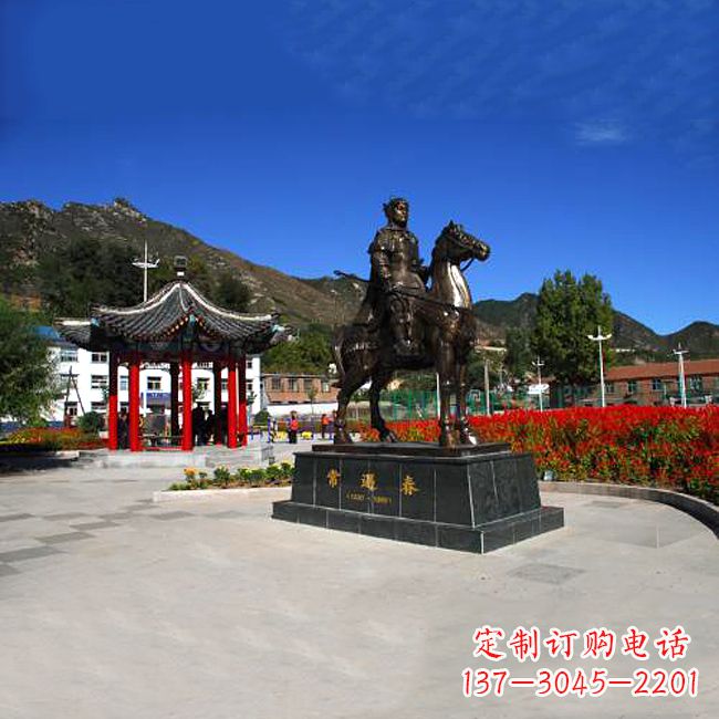 常州常遇春骑马铜雕塑像-景区广场历史名人古代著名将领将军雕像