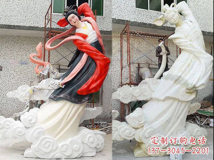 常州神话中的嫦娥玻璃钢彩绘雕塑