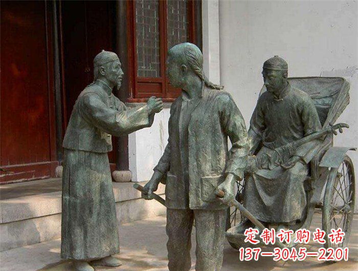 常州车夫之雕古代人物铜像
