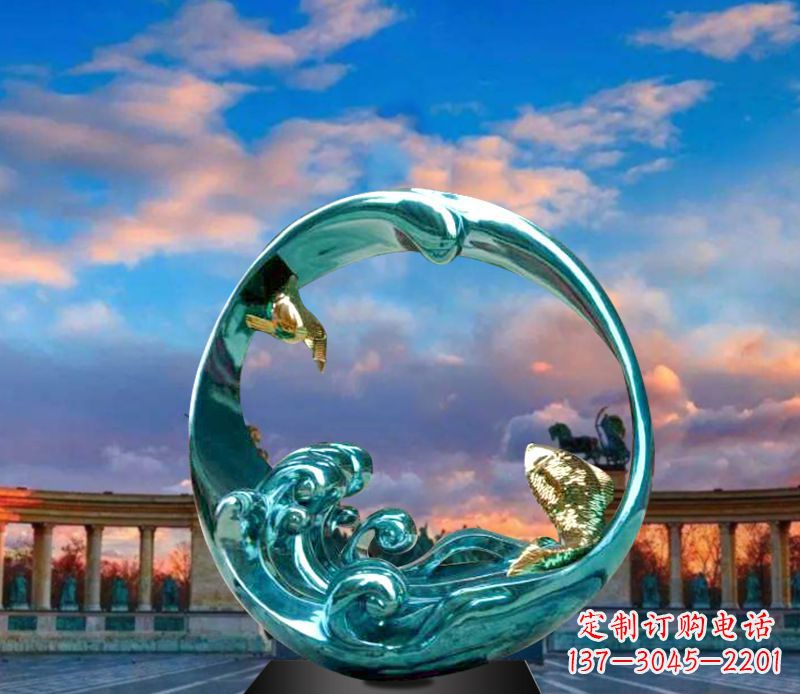 常州城市之环不锈钢彩银雕塑