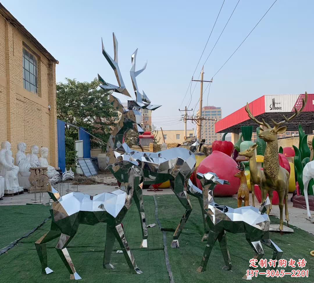 常州城市不锈钢梅花鹿摆件雕塑
