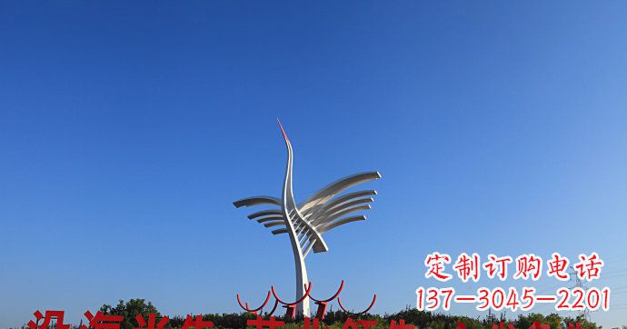 常州城市抽象不锈钢仙鹤雕塑