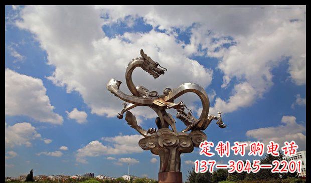 常州城市抽象双龙雕塑