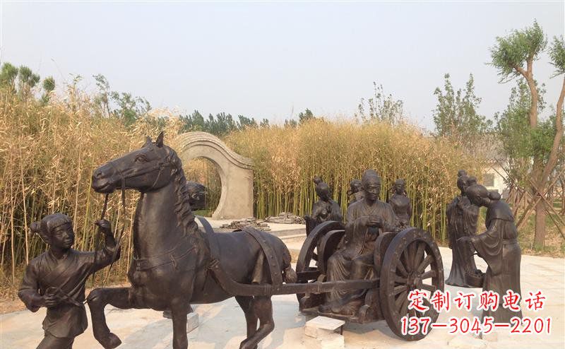 常州城市公园坐马车景观铜雕