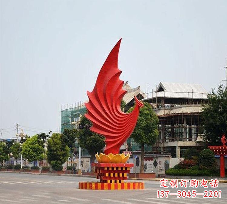 常州城市街边不锈钢凤凰雕塑