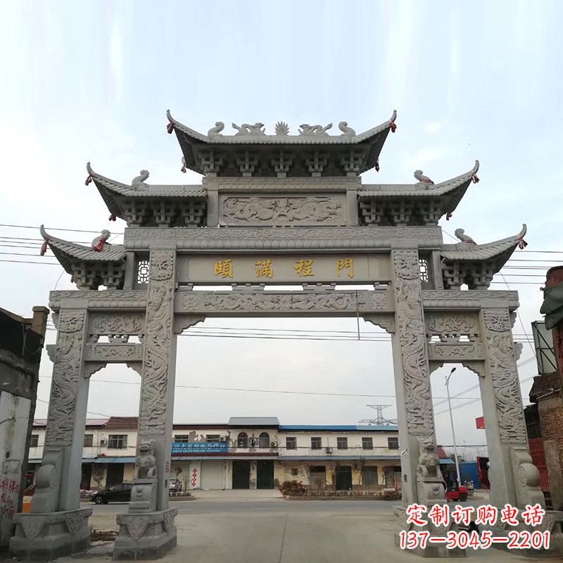 常州以城市街道为主题的仿古石雕牌楼