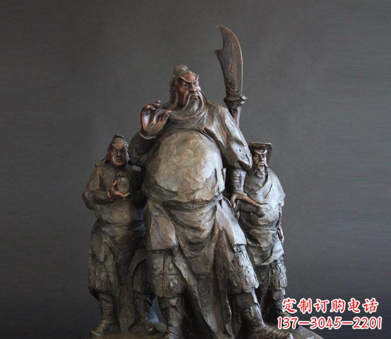 常州持刀关公招财玻璃钢仿铜雕塑 (2)