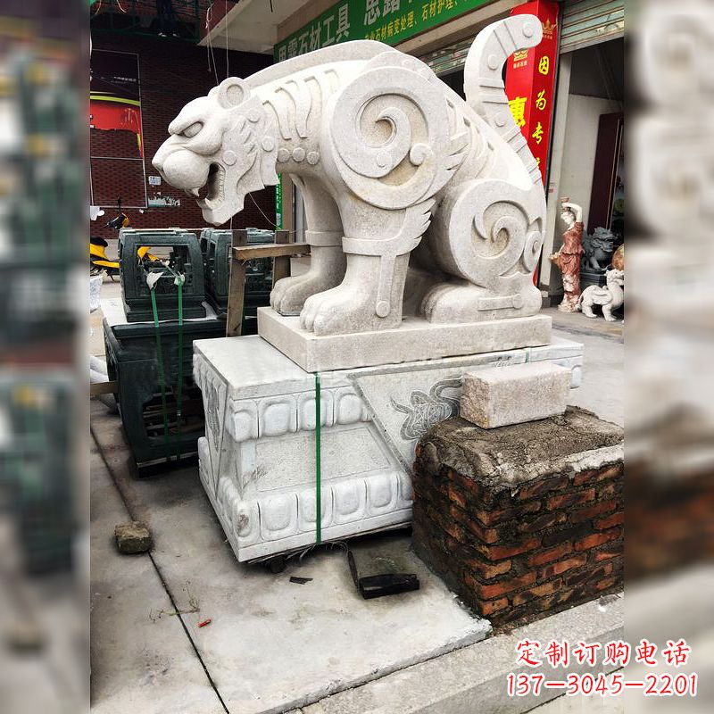 常州抽象豹子石雕-大理石广场大门动物雕塑
