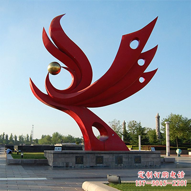 常州精美凤凰雕塑点缀公园园林景观