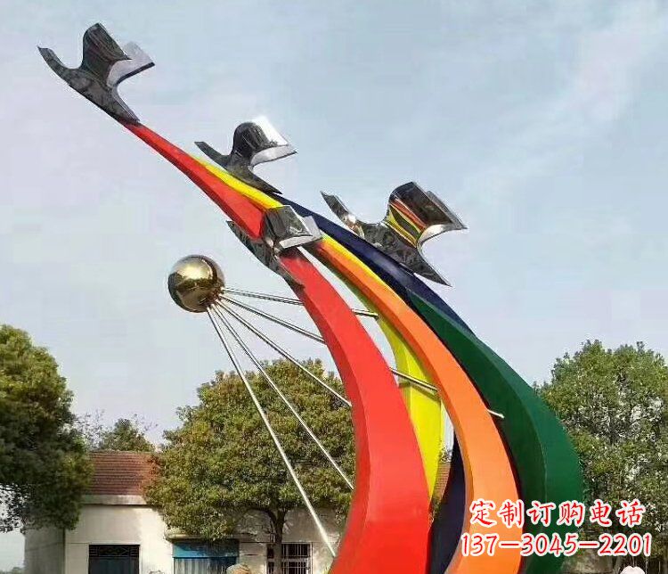 常州抽象和平鸽和太阳校园不锈钢雕塑