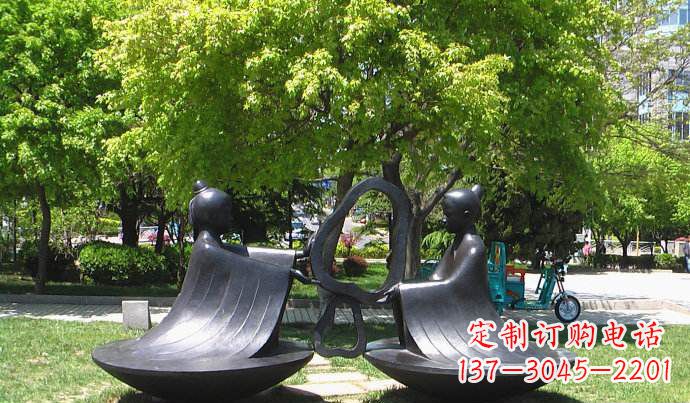 常州抽象孔融让梨校园景观铜雕